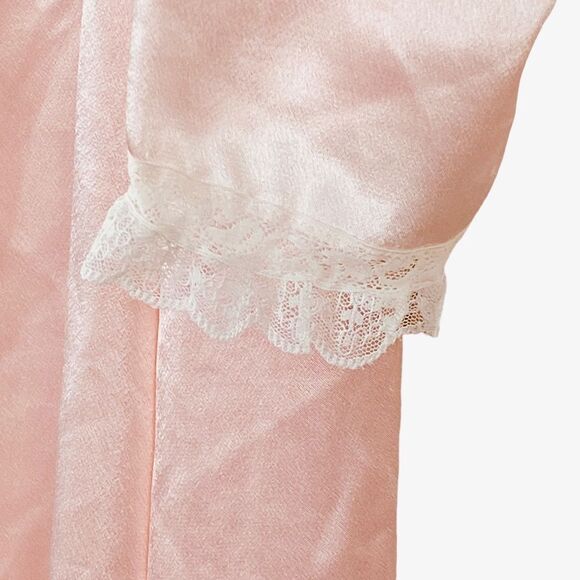 Christian Dior Vintage 80s Pale Pink Satin Lace Embroidered Nightgown Sz XL - Picture 9 of 16